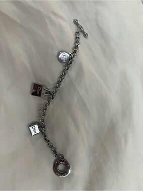 Dior Silver-Tone Charm Bracelet with Logo Locks